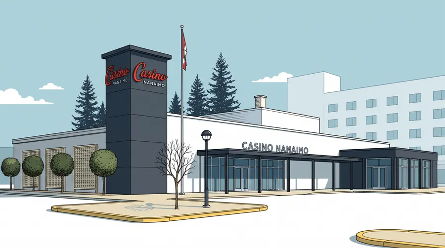 Sign tower and white front of Casino Nanaimo